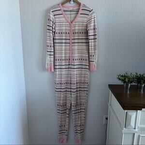 Altar'd State Subtle Holiday Onsie Jumpsuit Lounge Button Front Pajamas Medium